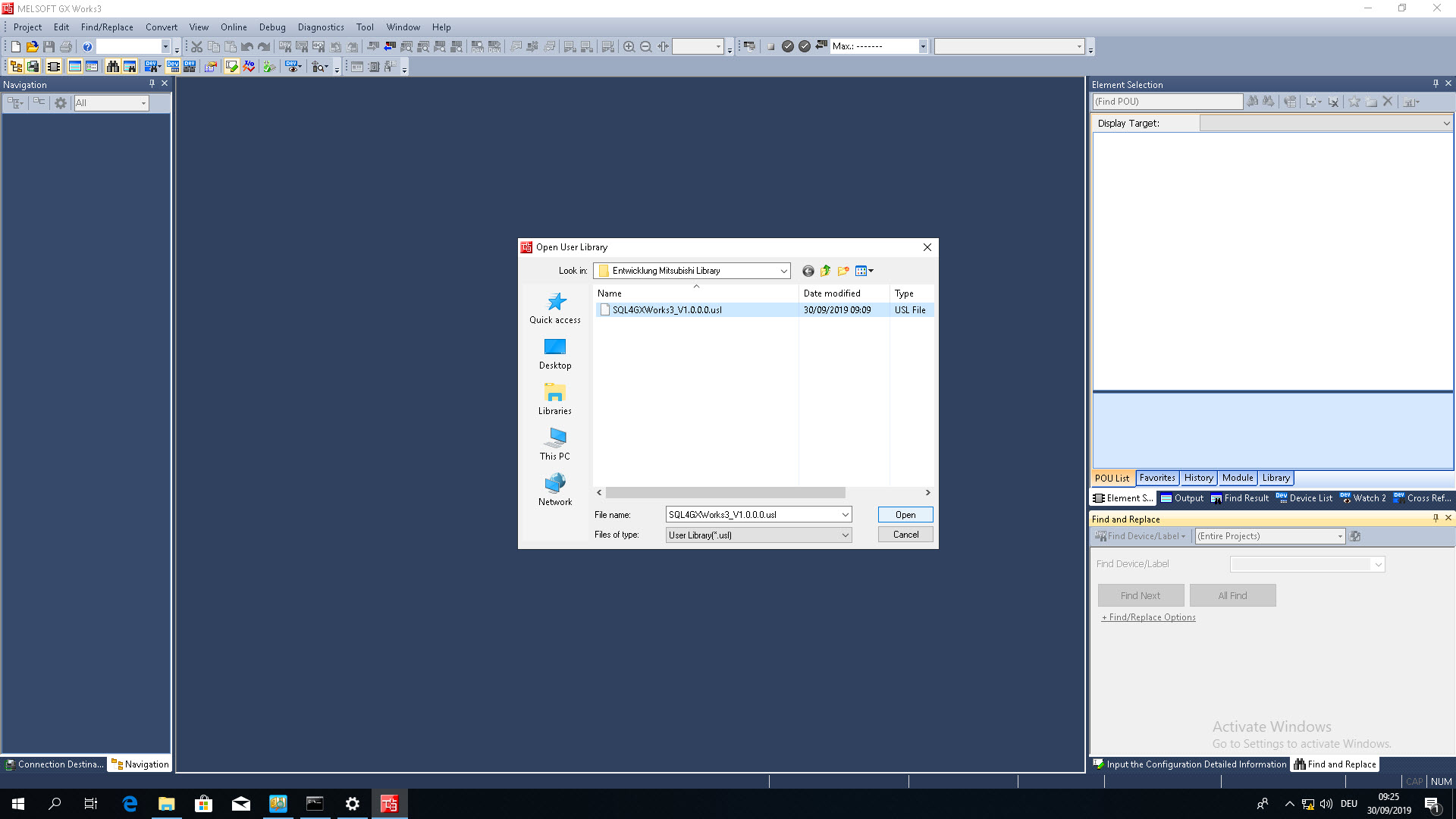 To open the library as a new project, select the option “Open Other Format File” under the tab “Project”